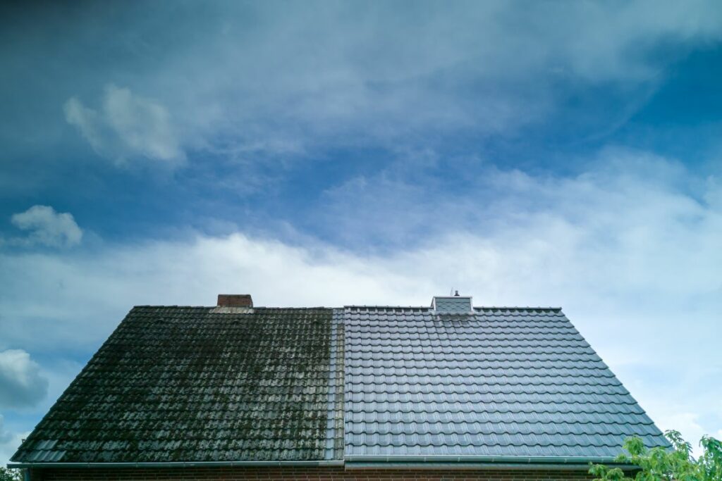 mould and mildew on roof pressure cleaned